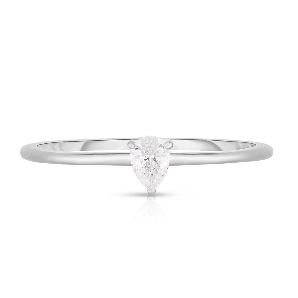 Single Pear Diamond Ring In 14k Gold